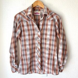 VINTAGE Western Millie Plaid Pearl Snap Shirt Size S-M